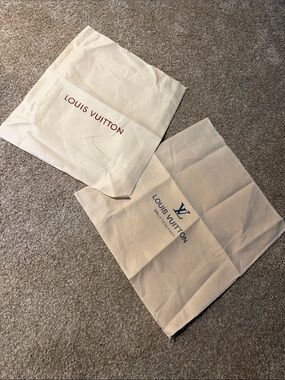 Louis Vuitton Beige Dust Bag Pair with Logo